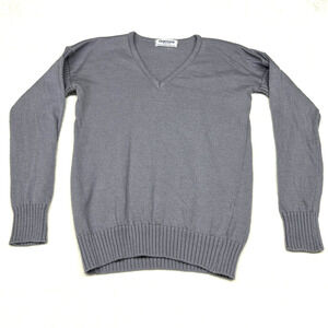 Guernsey Woollens Sweater 42 Gray Wool Vneck Knit Pullover Nautical Fisherman